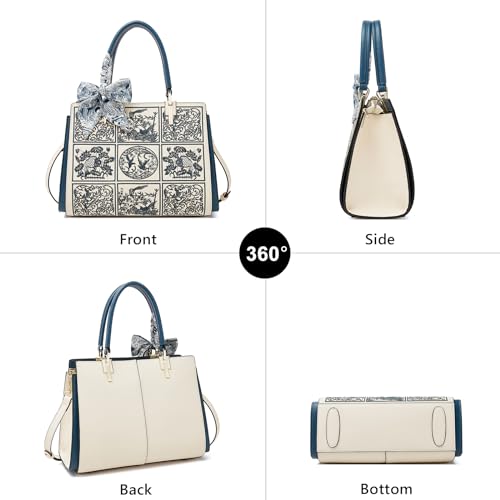 FOXLOVER Vintage Embroidery Leather Handbag for Women - Elegant Shoulder Tote & Satchel Purse, Top Handle Crossbody Bag3