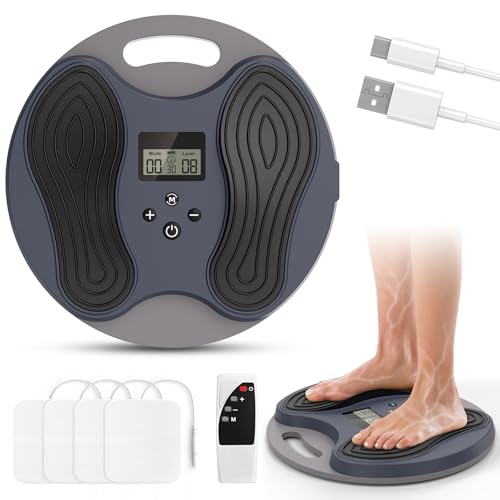 Tragbar Fußmassagegerät für Schmerz und Durchblutung, Medic Durchblutungs-Stimulator Beine, Verbessert Polyneuropathie, EMS Fußmassagegerät, Bekämpft Knie- und Beinschmerzen, mit 4 Elektrodenpads