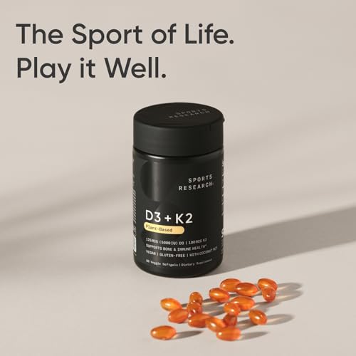 Sports Research® Vitamin D3 + K2 w/ Coconut Oil - Vegan Vitamin D 5000iu & Mk7 Vitamin K 100mcg for Bone & Immune Support - Vegan Certified · Non-GMO · Soy Free - 60 Softgels image 7