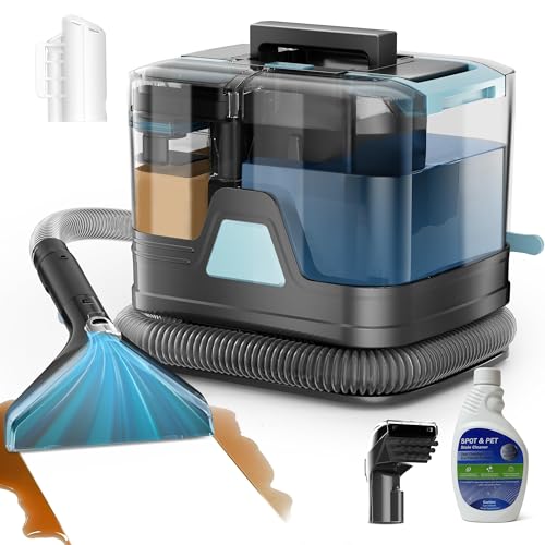 Image of DEVOAC C8 Portable Carpet Upholstery Spot Cleaner Machine with Versatile Tools, Self-Cleaning, Powerful Suction, Pet Stain Remover, Car and Auto Detailer (Cyan)