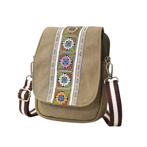 Image of Goodhan Embroidery Canvas Crossbody Bag Cell phone Pouch Coin Purse for Women