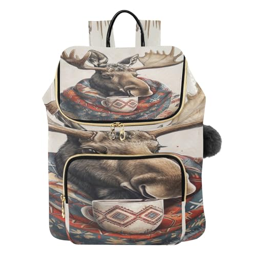 GAIGEO Cute Winter Moose Fashion Backpack for Women Purse Cute