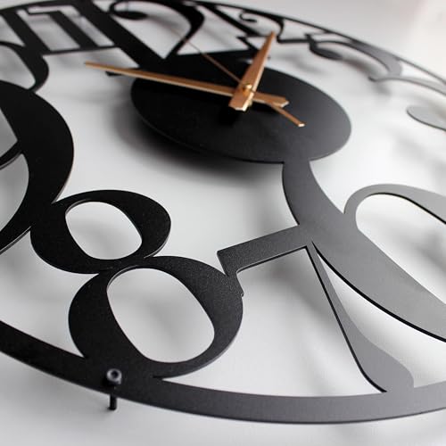 Image of Metal Wall Clock for Living Room, Bedroom, Office, Kitchen, Home and Hall, Stylish Designer Big Size Modern Wall Watch for Home Decor Black (Numeric, 50 CMS)