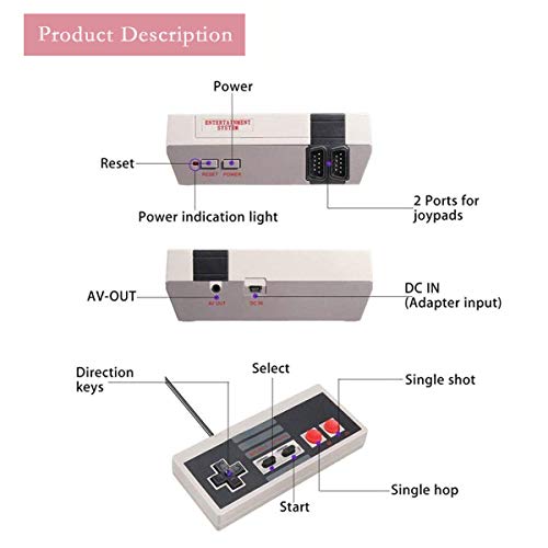Jackky 620 Retro Classic Video Game Console AV Output Mini NES Console 620 in 1 Built-in Plug and Play Video Games with 2 Controllers Handheld Games for Kids & Adults (Small) - Thumbnail 5