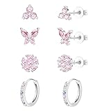 jagosen Pendientes Mujer Plata 4 Pares Antialergicos Pendientes Pequeños Aro Plata de Ley 925 Piercing Oreja Tragus Mujer Joyas de Mujer