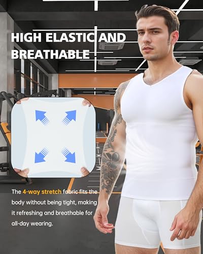 Compression Shirt Mens Tank Top,Gynecomastia Undershirt Body Shaper Tummy Control,Men Shapewear V Neck Slimming Vest4