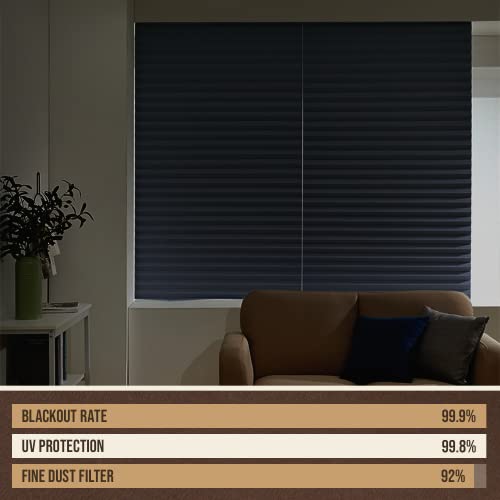 Nuguna Double Black Out Blinds For Window – Window Shades Codless For Light Filtering - No Tools Light Filtering Paper Temporary Shades – Stick On Paper Blinds – No Drill - 36,48X72 Inches #TOP3