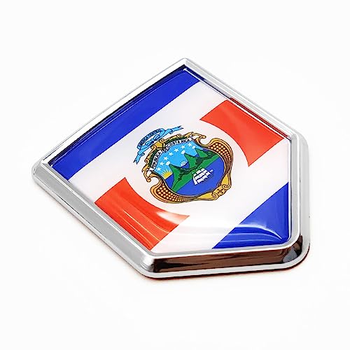 Bandera de Costa Rica en emblema cromado para parachoques, acabado Overdecor de gran durabilidad