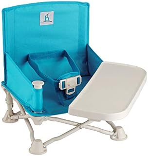 hiccapop OmniBoost Travel Booster Seat with Tray for Baby | Folding Portable Baby Booster Seat for Dining Table, Camping, Beach, Grandma’s | Tip-Free Design Straps to Kitchen Chairs - Booster Chair