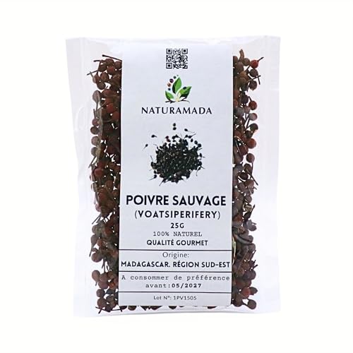 Pimienta Voatsiperifery Salvaje de Madagascar – Granos enteros | Especia natural con aromas amaderados y florales | 100% puro, sin aditivos – Naturamada (50 g)