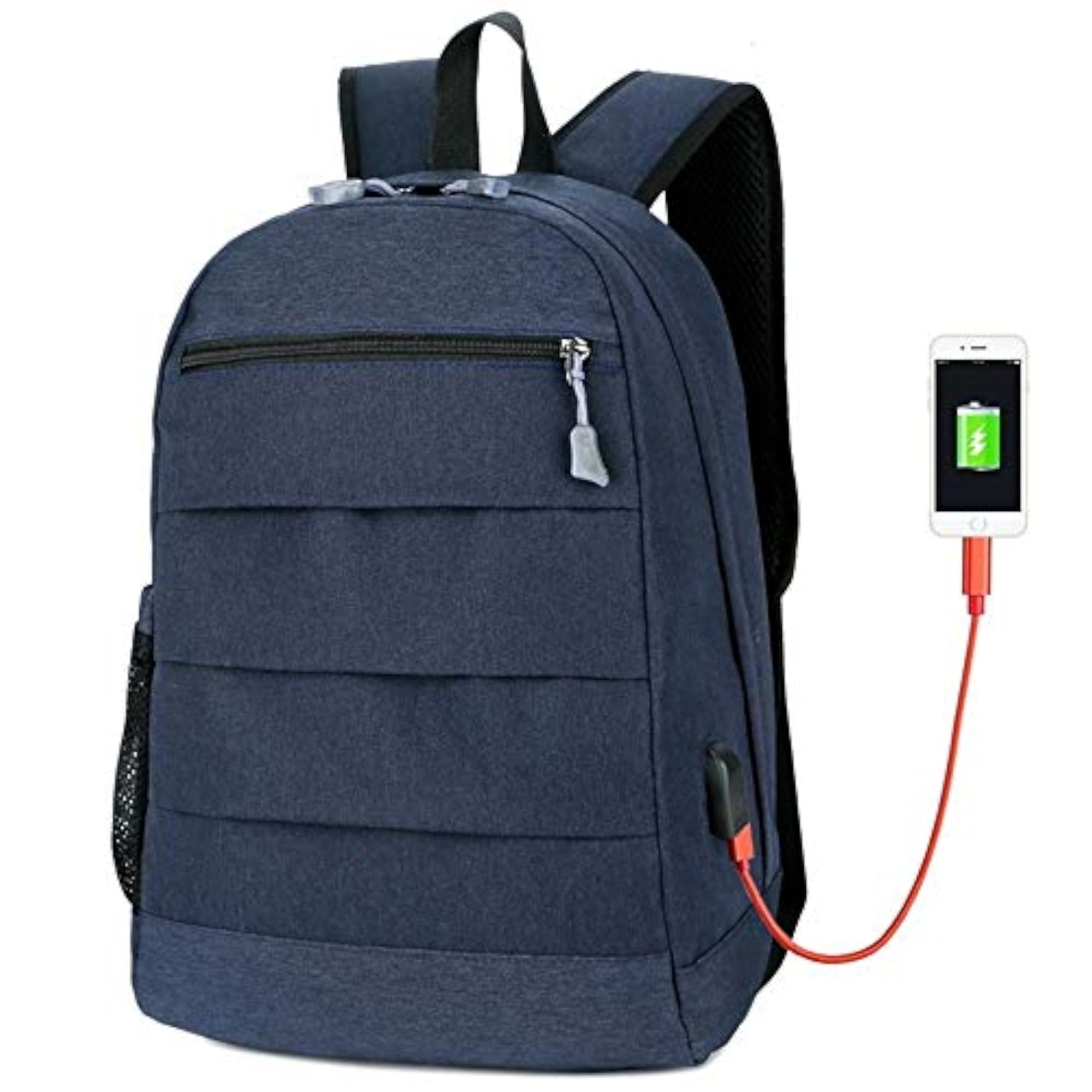 Dark Blue Work Backpack with USB Computer Bag