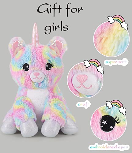 16Inch Unicorn Stuffed Animals Cat Plush For Girls, Rainbow Unicorns Teddy Bear Kitty Plushie Toys Surprise Gifts #TOP2