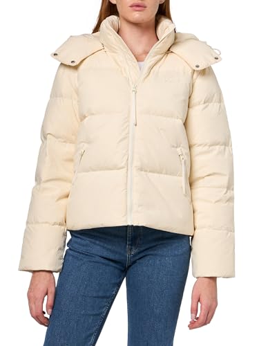 Lacoste Women's Relaxed Fit Hooded Down Jacket, White, 2