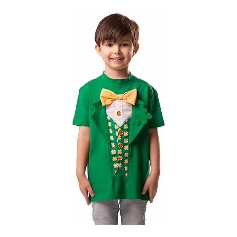 ComfyCamper 3D Kids Shirts - St Patricks Day Leprechaun Button Blue Cat Boys Girls Paddys Halloween Costume Toddler t, Green, 5-6 Cover