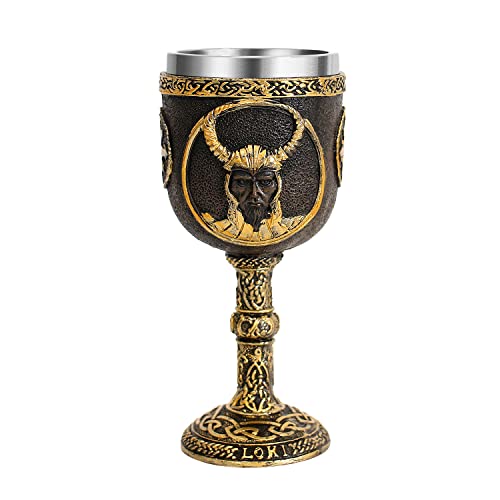 OTARTU Cáliz Nórdica Mythology Trickster God Loki, tazas de vino Viking God de acero inoxidable, 210 ml Cover