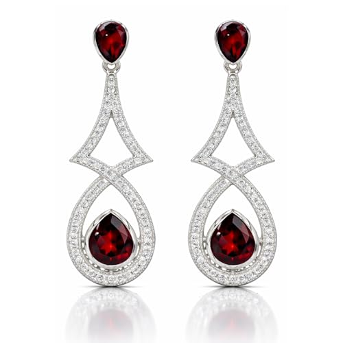 Boucles d'oreilles pendantes femme argent 925 pierres naturelles taille poire zirconium