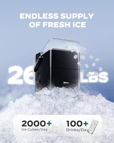 Silonn Countertop Ice Maker with Expanding Ice Basket, 9 Cubes in 6 Mins, 2.5L Ice Basket, Self-Cleaning Ice Maker with LED Touch Control, 2 Bullet Ice Sizes for Home, Kitchen, Office - Thumbnail 4