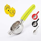 Super Large Lemon Squeezer Stainless Steel Lemon Juicer with 3.54 Inch Super Large Bowl Fruit Juice Hand Press Citrus Juicer and Lime Squeezer Stainless Steel Manual Juice With Silicone Handle (Green)