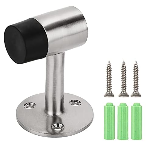 IGNPION 1pc Stainless Steel Door Stoppers Wall Mount Door Holder Stop Brushed Finish Door Stop with Buffer Sound Dampening Rubber Cover