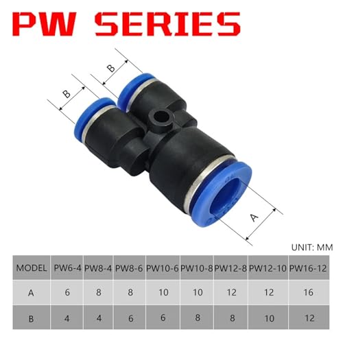 Reductor de tes recto de 8mm a 6mm para sistemas neumáticos de aire 4