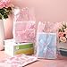 Qilery 50 Pcs Pink Shopping Bags for Small Business Valentine's Day Cute Bow Merchandise Boutique Retail Plastic Party Favor Gift Candy Goodie Treat Bags Handles for Birthday Stores Business Supply