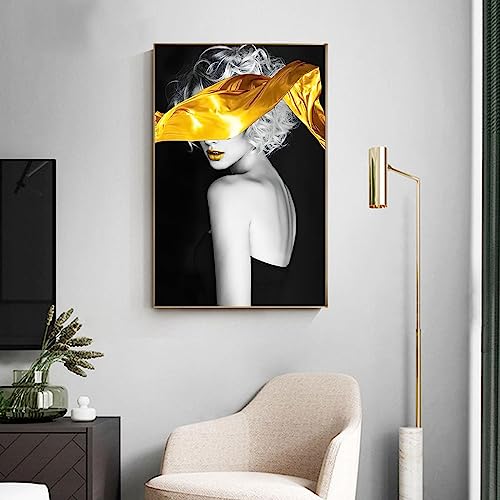 Toile Golden Lip Ribbon KEBIA 60x80cm de style moderne et sexy pour décoration murale de salon - 2
