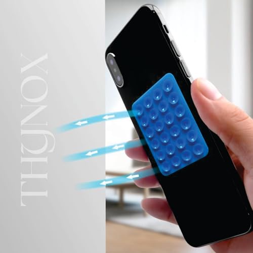 Image of THYNOX Phone Holder Suction Phone Case (Pack of 3) Anti-Slip Silicone Back Cover, Multipurpose Hands-Free Sticky Pads for Phone Adhesive Mount for Selfies Videos Mirror (Lt. Blue, Lt. Pink, White)