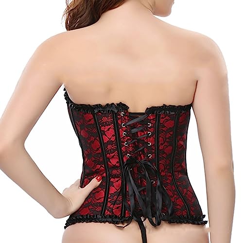 Espartilho feminino de renda com esqueleto de renda para mulheres, corpete medieval, gótico, bustiê,
