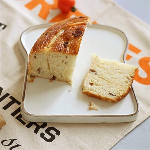 Image of Ceramic Toast Shape Serving Plate | Snack Plate for Breakfast | Decorative Dessert Plate | Microwave Safe Ceramic Plate | Unique Shaped Plate for Kitchen | Gifting Plate | Brown | 2 Piece