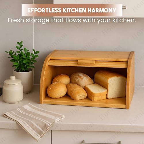 Bread Bin Roll Top Lid Bread Box Kitchen Countertop Storage Container Natural Engineered Wood Bread Storage Container for Loaves, Pastries, Buns, Bagels, Muffins, Cupcakes & Cookies 27x 16 x 40cm - Cosy Home Interiors Bread Bin Roll Top Lid Bread Box Kitchen Countertop Storage Container Natural Engineered Wood Bread Storage Container for Loaves, Pastries, Buns, Bagels, Muffins, Cupcakes & Cookies 27x 16 x 40cm - Image 7