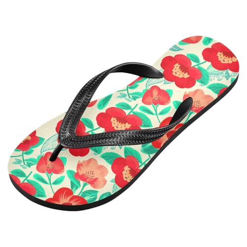 Maple Leaf Sketch Orange Red Floral Blossom Flip Flops for Beach Thong Sandals Anti-slip Lightweight Beach Slippers for Travel Summer Outdoor2