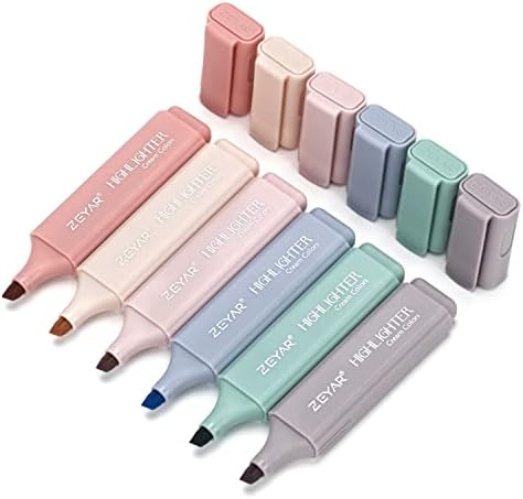 ZEYAR Highlighter Pen, Cream Colors Chisel Tip, Aesthetic Highlighter Marker, Water Based, Quick Dry, No Bleed, for Bible Study Notes School Office (6 Youth Colors)