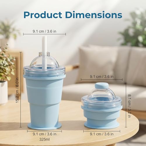 Vaso plegable de silicona con molde para bola de hielo azul miniatura 4