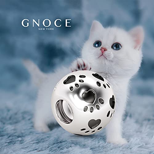 GNOCE Pet Dog Bowl Bead Charm For Women, S925 Sterling Silver Bead Charm NecklaceBracelet for Her, Jewelry Gift2