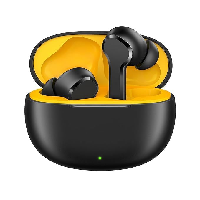 Image of Original Buds T110 Bluetooth Truly Wireless in Ear Earbuds for Realme with mic, AI ENC for Calls, Fast Pair, 38 Hours Total Playback with Fast Charging [Yellow & Black] Color