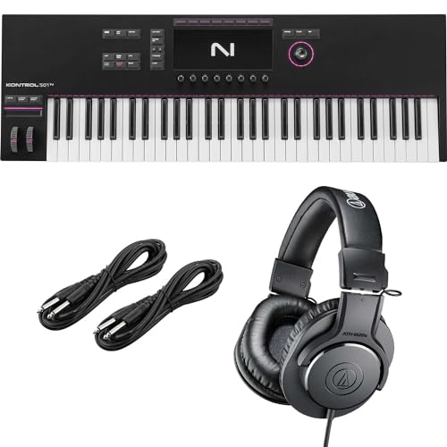 Native Instruments Kontrol S61 MK3 Keyboard Controller, AT ATH-M20X, (2) 1/4 Cables Bundle