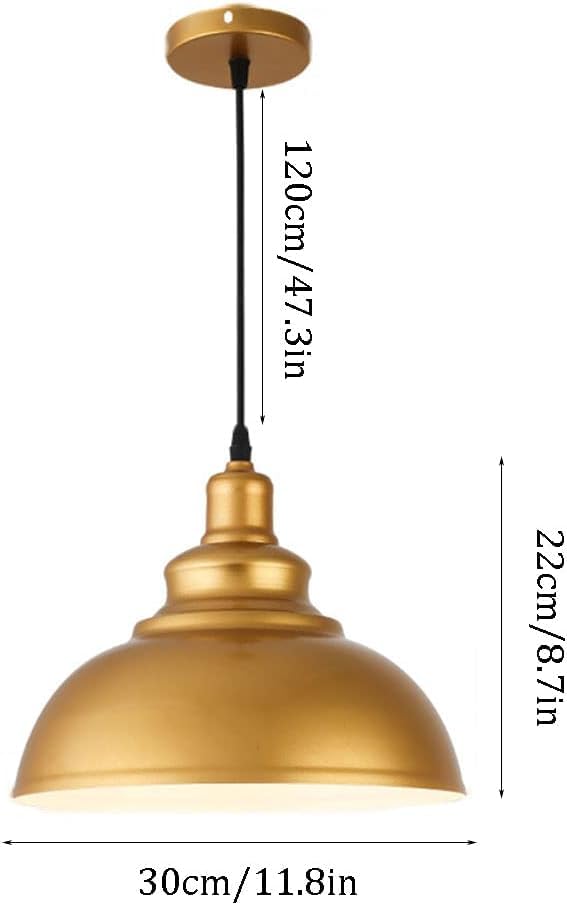 Pendant fer forgé rétro pour salon, suspension industrielle dorée