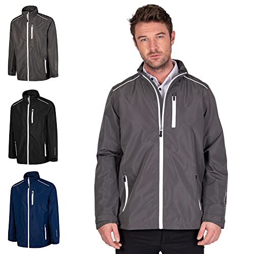 Island Green Mannen Golf Zip Door Waterdicht Winddicht Ademend Sport Golf Regenjas Jas, Houtskool/Wit, Klein