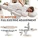 Oakvera Fully Electric Massage Table with 3 Motors, Professional Esthetician Bed with LED Light, Height, Length & Angle Adjustable Beauty Spa Bed for Facial & Medical, Stool Included, White