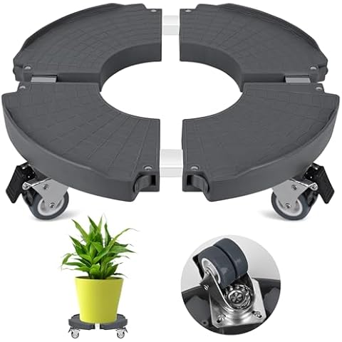 ToLanbbt Plant Caddy Stand with 360° Wheels Adjustable 15-22 Inch Rolling Plant Stand Heavy Duty Large Plant Cart Dolly with Casters 440lbs Capacity for Large Planter, Garden Pot, Flower Pot, Gray, 1P Cover