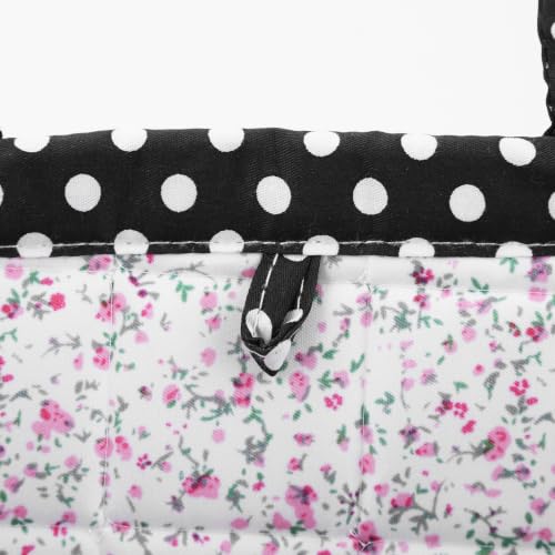 Image of Quilted Fabric Basket Foldable Car Storage Boho Floral Laundry Basket Hamper for Nursery Bedroom & Living Room | Organize Clothes Toys (Polka Dot)