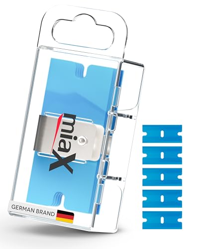 miaX Cuchillas de Repuesto de Plástico para Rasqueta Multiuso, con práctico dispensador – limpieza segura para superficies delicadas – compatibles con el rascador miaX para silicona y vidrio