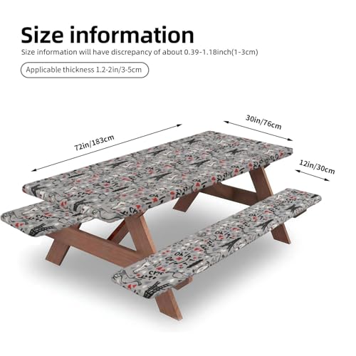 Funda de mesa y bancos con estampado de hurones, mantelería textil para camping y pícnic 5