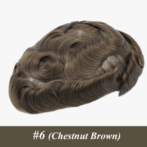 Ehairc Toupee for Men 0.04 Thin Skin Double Knots 100% Human Hair System for men wigs Men's Toupee Durable Men's Toupee Real Hair Base Size 8x10 Inch 120% Density #6 - Image 2