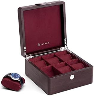 Vlando Watch Storage Box, Leather Wooden Travel Watch Display Case Holder Organizer Box with 6 Removable Watch Pillow for Jewellry, Watch, Accessories- Gift for Man, Women, Husband