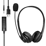 【Bequemes Headset】: Ultraleichter USB-Kopfhörer mit verstellbarem Kopfbügel für alle Kopfgrößen, ein flexibles Galgen-Mikrofon nach Ihren Vorlieben. Weiche und hochwertige Ohrpolster verbessern den ganzen Tag Tragekomfort.
