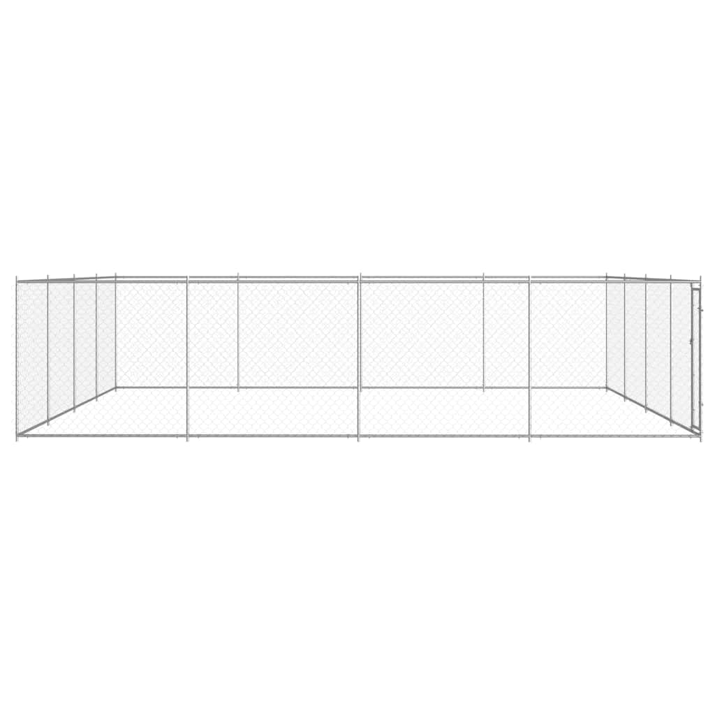 Recinto per Cani in Acciaio Zincato 760x760x185 cm Argento