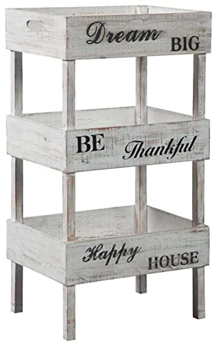 Signature Design By Ashley Yulton Farmhouse Shelf With Storage Trays, Antique White #TOP18