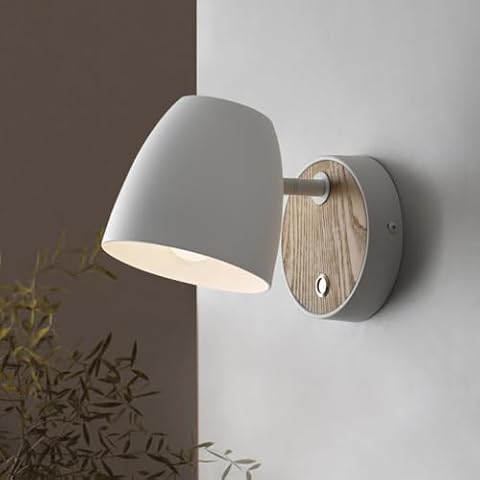 White Wall Lights for Bedroom,Modern Wood Wall Sconces with 350°Rotation Metal Shade,Indoor E26 Wall Lamp with Switch for Living Room,Nightstand,Dining Room,Hallway,Corner,Stairway,Gallery,Wall Decor Cover