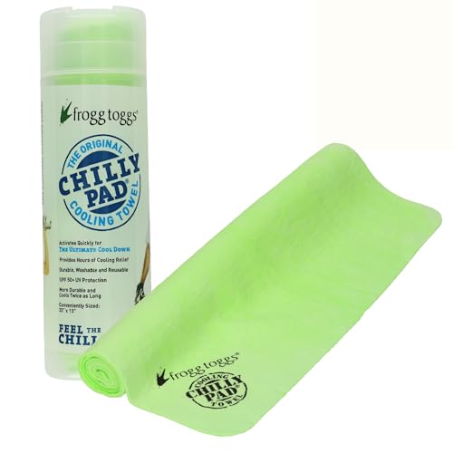 FROGG TOGGS Chilly Pad, Instant Cooling Towel, long lasting, reusable, Sports and Outdoors Poly Vinyl Alcoho Neck Towel 33×13, Hivis Lime Green